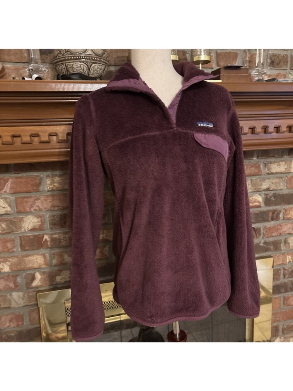 Women’s Patagonia Burgundy Snap Front Sherpa Size Medium - Picture 2 of 7